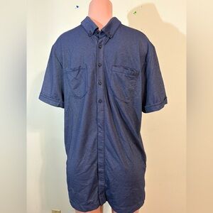 Nike Golf Men’s Large Blue Dri fit button collar button down shirt front pockets